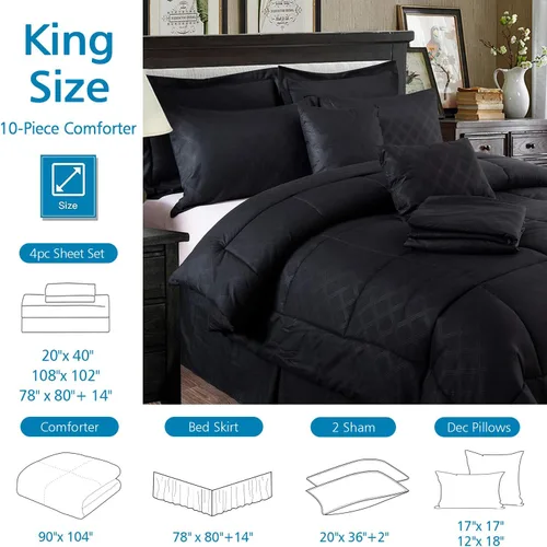 Vista 6 de JML - Juegos de edredón de ropa de cama de microfibra con fundas. Patrón bordado y acolchado de color sólido de lujo. Ideal para cualquier