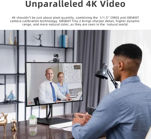 Vista 3 de OBSBOT Tiny 2 Cámara web PTZ 4K alimentada por IA 1/1.5 "CMOS 4 veces más rápido enfoque USB 3.0 10 veces más rápido transmisión de datos control