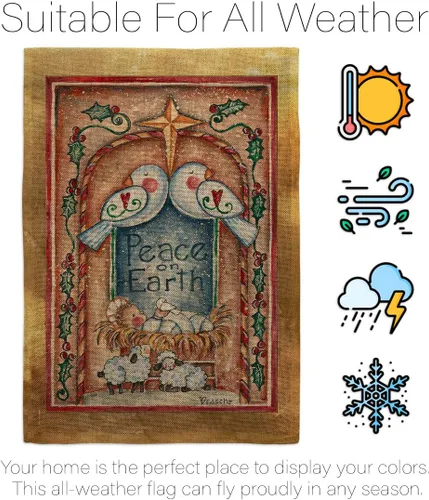 Vista 6 de Breeze Decor Bandera de jardín con paloma de la paz en la tierra, diseño de paloma para el invierno, tres reyes, religioso, para la temporada