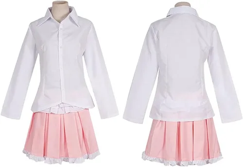 Vista 5 de Monomi Disfraz de conejito con capucha y vestido Monokuma Rosa Blanco Conejo Chaqueta con capucha