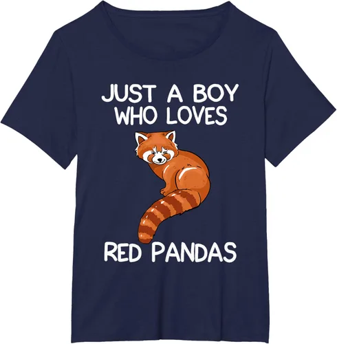 Vista 15 de Just A Boy Who Loves Red Pandas Gift - Camiseta con diseño de panda roja, Negro, S