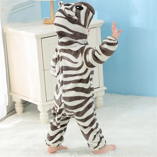 Vista 68 de Mameluco unisex de franela para bebé, disfraz de animal con capucha de dibujos animados