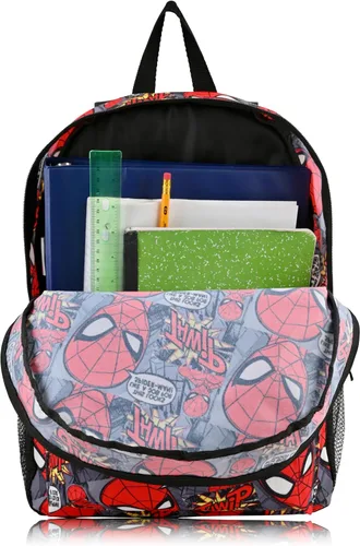 Vista 4 de Marvel Spider-Man - Mochila para niños, mochila escolar de 16 pulgadas Gris