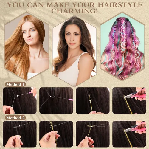 Vista 7 de 4500 cuentas para extensiones de cabello de 0.197 in con forro de silicona, anillos de microenlace, herramientas de extensión de cabello humano, 9