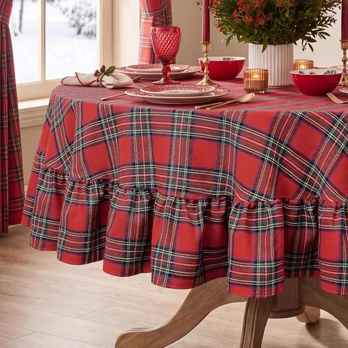 Vista 27 de Softalker - Mantel cuadrado a cuadros con borla, aguamarina, 55 x 55 Aqua Plaid