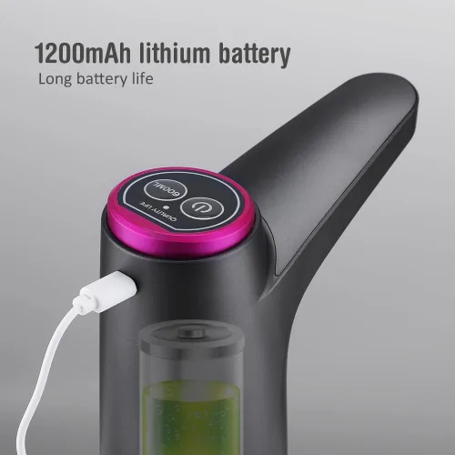 Vista 4 de Bomba automática de agua potable, dispensador de botellas de agua portátil USB inteligente con carga eléctrica USB e interruptor de apagado Negro