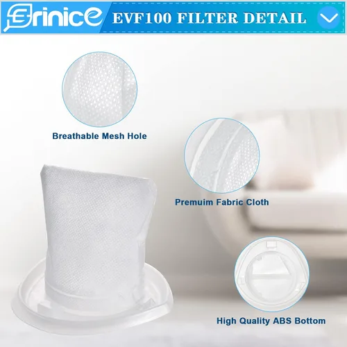 Vista 6 de Paquete de 6 filtros EVF100 de repuesto para Black and Decker HNV220B, HNV215B, HNV115B, HNV215B10, HNV115J, HHS315J01, HHS315J06, filtro lavable al