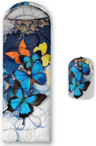 Vista 40 de HOSIMA Saco de dormir de mariposa para adultos y niños para campamento, saco de dormir ultraligero gótico negro para clima frío y verano.