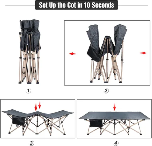 Vista 8 de REDCAMP Catres de Campamento de Tamaño Grande para Adultos 500lbs, 33.5'' Catres para Dormir Extra Anchos y Altos Resistentes, Catres XL Portátiles