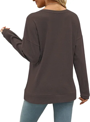 Vista 4 de ZUPELL Sudaderas casuales para mujer, camisetas Henley de manga larga con botones