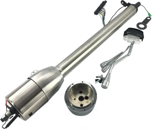 Vista 21 de Columna de dirección manual de 81 cm con inclinación, acabado de acero inoxidable pulido, con adaptador de rueda de 9 orificios, sin llave Columna