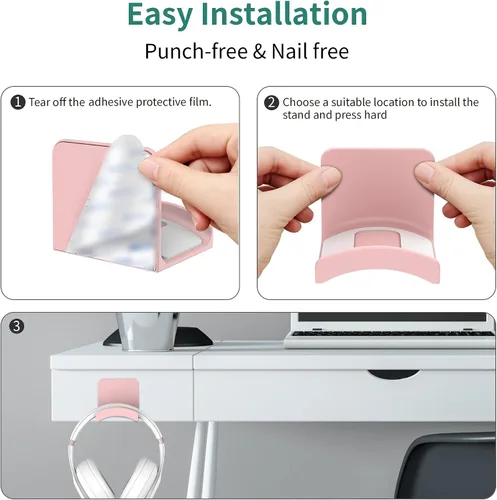 Vista 4 de HomeMount Soporte para auriculares, soporte adhesivo para auriculares, soporte de escritorio para la mayoría de auriculares y controladores