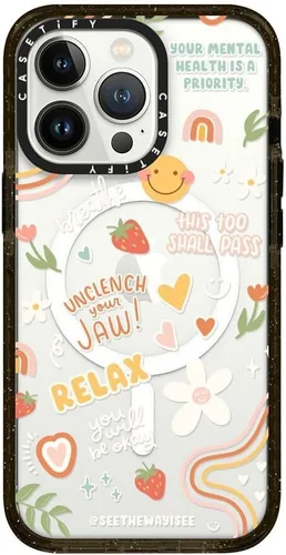 Vista 231 de CASETiFY Funda Impact para iPhone 13 [Protección contra caídas de grado militar 4X de 8.2 pies/Compatible con Magsafe] - #1 Mom - Transparente
