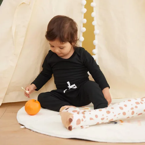 Vista 5 de SOBOWO Paquete de 3 pantalones deportivos para bebé recién nacido, harén de algodón, para niños y niñas, 0-3T entrelazados, 195 GSM