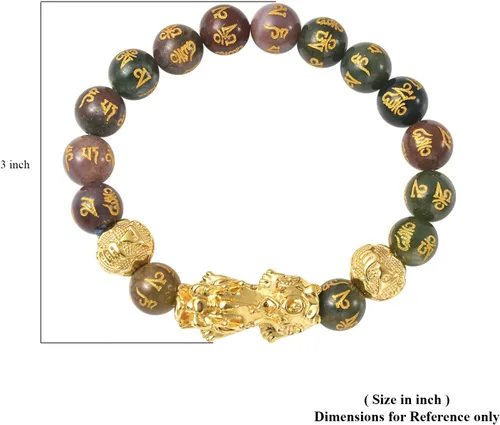 Vista 7 de Feng Shui Wealth Bracelet Beads Stretchable Good Luck Bracelet Dragon 6.50" Ágata