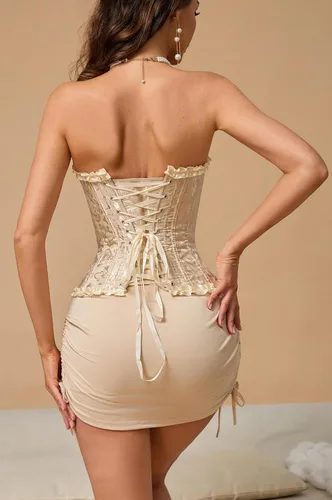 Vista 86 de SZIVYSHI Corsé para mujer, lencería moldeadora, body con cintura de encaje