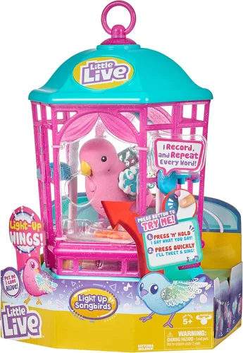 Vista 6 de Little Live Pets Bird with Cage - Rainbow Glow - Los estilos pueden variar
