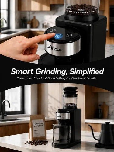 Vista 8 de Wancle Molinillo de café eléctrico para rebabas, molinillo de granos