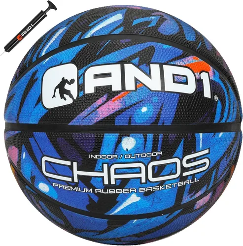 Vista 10 de AND1 Chaos Basketball: balón de goma de tamaño reglamentario oficial 7 (29.5 pulgadas), construcción de canal profundo, hecho