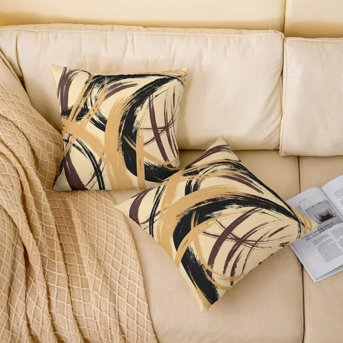 Vista 196 de Juego de 2 fundas de almohada abstractas de 16 x 16 pulgadas para niños, niñas, adolescentes, decoración de dormitorio, moderna a rayas, decoración