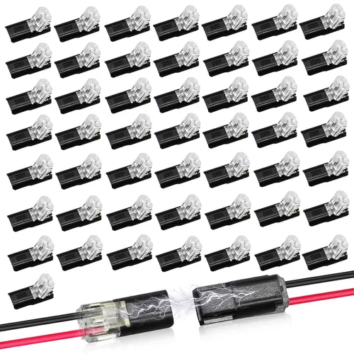 Vista 8 de 20 piezas conectores enchufables de doble cable, conectores de tira de luz LED, 2 pines, conectores de tira de luces LED, conector de cable de bajo