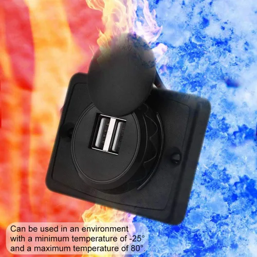 Vista 4 de POCREATION Prise USB Encastrable USB .1A Car Dual Negro Abs USB Puerto Enchufe 12V Led Super Fast Undersized Metal Adaptador Encendedor CC, Prise