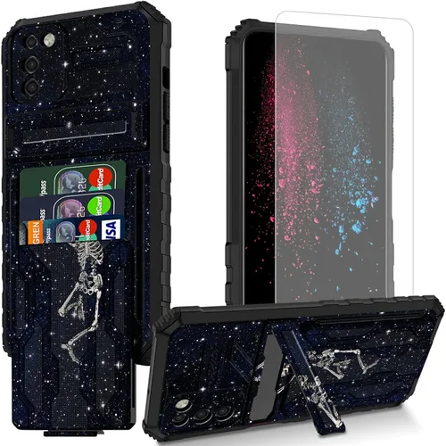 Vista 16 de Funda para teléfono Samsung Galaxy A54 con protector de pantalla, funda con ranura para tarjetas desmontable incorporada, con función atril, a