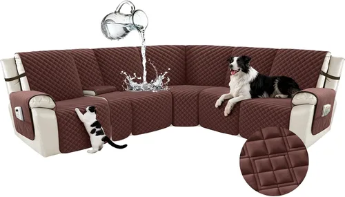 Vista 56 de Arfntevss Fundas para sofá seccional reclinable para sofá seccional en forma de L, funda antideslizante lavable para sofá reclinable con forma de L