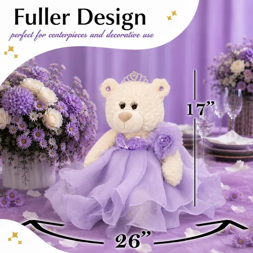 Vista 3 de Centro de mesa grande de 20.0 in de oso de peluche de quinceañera, vestido elegante, regalo de recuerdo de gran tamaño para 15 años, decoración