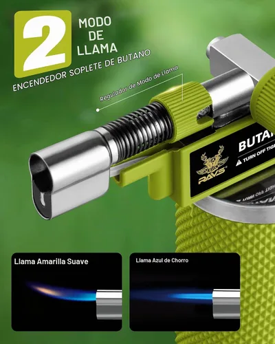 Vista 2 de RAVS Encendedor de butano con modo de llama dual, soplete de cocina recargable, soplete de metal para hornear, cocinar, arte de resina con llama