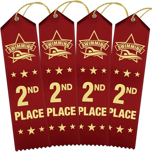 Vista 10 de RibbonsNow Cintas de natación 1er lugar - 100 cintas azules con tarjeta y cuerda 1er Lugar - Azul
