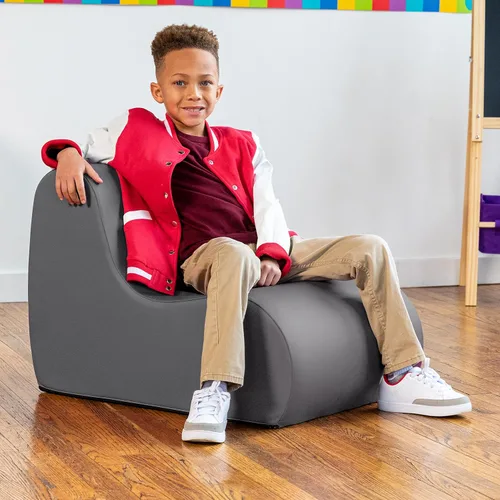 Vista 21 de Jaxx Midtown Silla pequeña de espuma suave para aula, funda de vinilo premium, color negro
