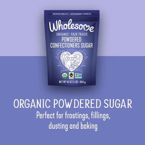 Vista 4 de Wholesome Sweeteners 16 onzas de azúcar glas en polvo orgánico, comercio justo, sin OMG, sin gluten y vegano, 1 paquete