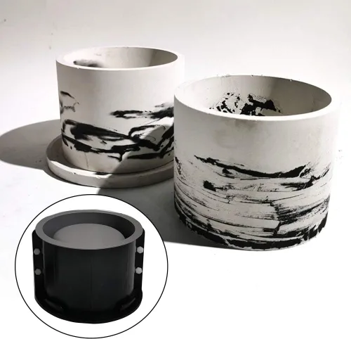 Vista 3 de Molde de silicona para maceteros – Molde para macetas de bricolaje, molde de silicona redondo de hormigón grande, maceta para moldes de concreto