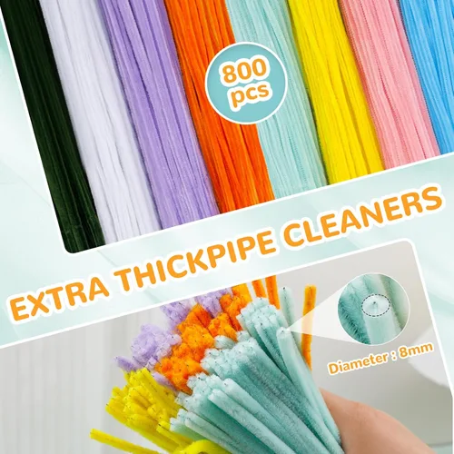 Vista 3 de Kit de 800 piezas de limpiadores de tuberías para manualidades Multicolor C