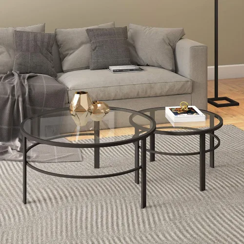 Vista 2 de Henn&Hart Mesa de centro moderna de 36", color negro