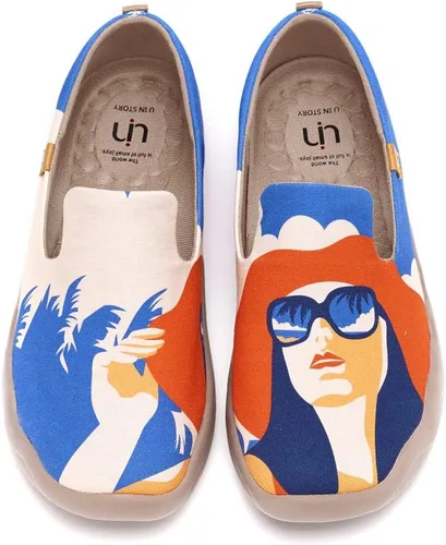 Vista 16 de UIN Mocasines casuales para mujer, de viaje, pintados, para caminar, ligeros, cómodos, de lona, tenis de moda