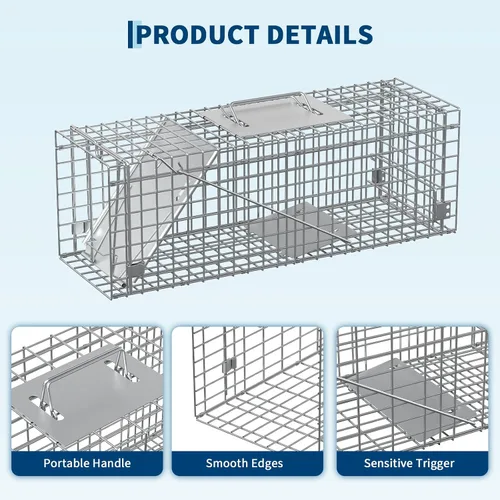 Vista 3 de Squirrels Trap Single Door Animal Traps Foldable Live Animal Trap Easy Set & Release Traps for Stray Cats Armadillos Rabbits Skunks Groundhogs 24 *