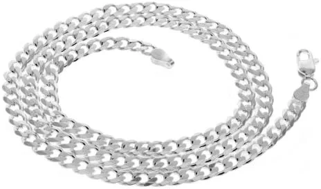 Vista 2 de 925 Solid Sterling Silver Cuban Chain Necklace, 3.3 mm