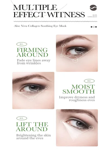 Vista 5 de AKARY Parches de aloe vera para ojeras, ojos hinchados y arrugas, 98% esencia de aloe y colágeno con infusión de colágeno, cuidado suavizante