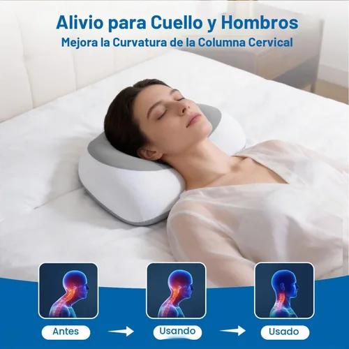 Vista 5 de CHxxy Almohada cervical ergonómica para soporte de cuello Gris y blanco