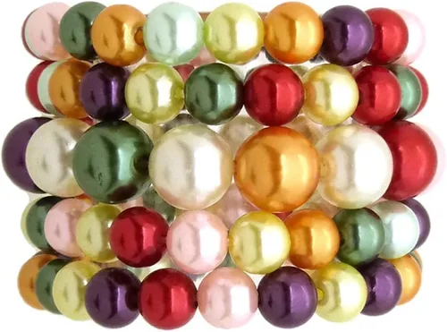 Vista 5 de Conjunto de 5 pulseras elásticas de perlas sintéticas para mujer