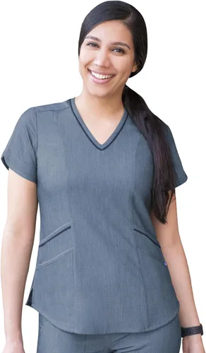 Vista 24 de Adar Pro Scrubs para mujer - Moderno cuello en V Manzana