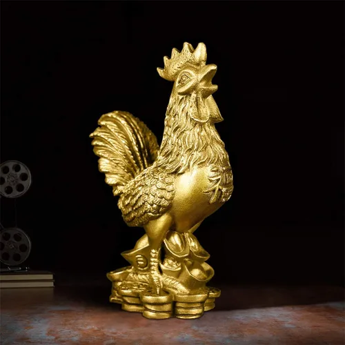 Vista 7 de BRASSTAR Latón 3.5 ''(H) Estatua de gallo auspicioso lingotes riqueza Feng Shui escultura oficina casa zodiaco chino adorno decorativo regalo
