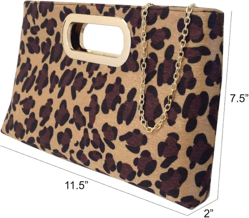 Vista 2 de JNB Bolso de mano de piel sintética de leopardo con asa superior