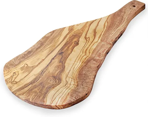 Vista 2 de Forest Decor Tabla de servir de madera de olivo, tabla de quesos de madera, tabla de servir con asa, tabla de charcutería de cocina tallada a mano