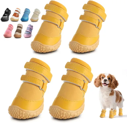 Vista 12 de Zapatos para perros pequeños, botas transpirables para perros, protectores de patas para pavimento caliente, nieve de invierno, botines para perros