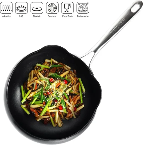 Vista 6 de TECHEF - Goody Pan - Sartén Wok - Sin PFOA, apta para lavavajillas y horno, fabricada en Corea (11 pulgadas)