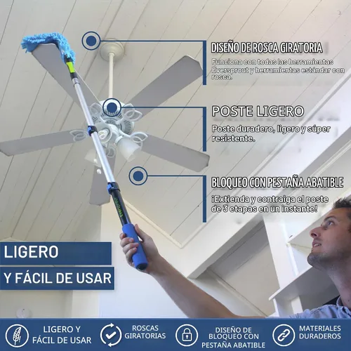 Vista 4 de EVERSPROUT Poste telescópico de 1.5 a 3 pies, se adapta a escobillas