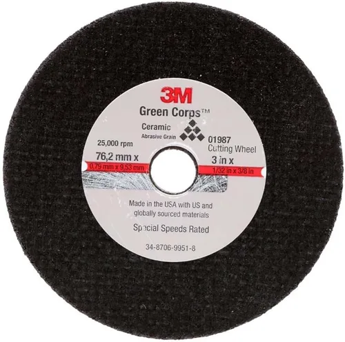 Vista 3 de 3M Rueda de corte de uso general, 01988, 3 in x 1/16 in x 3/8 in, 50 por caja